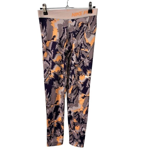 Nike Pro Hyperwarm Girl’s Black and Peach Tight Leggings Size Large - Picture 1 of 4